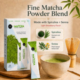 UNIQBITE Strawberry Matcha Powder Blend with Spirulina, 20 Single-Serve Sachets, for Hot and Iced Macha Latte, Green Tea, Smoothies and Baking, 5.64