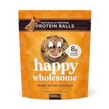 Happy Wholesome Peanut Butter Chocolate Chip Protein Balls, 10 Count, 7.05oz Bag, 8g Protein per Serving, Individually Wrapped, Gluten Free Snack