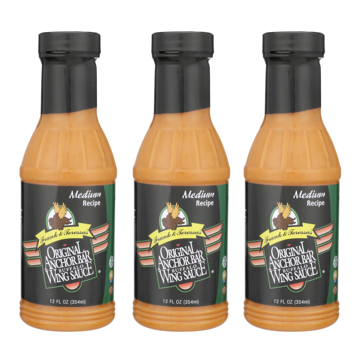 Anchor Bar Original Buffalo Wing Sauce, Medium Recipe - Authentic Buffalo Flavor, Award-Winning Original Wing Sauce, 12 oz [Pack of 3]