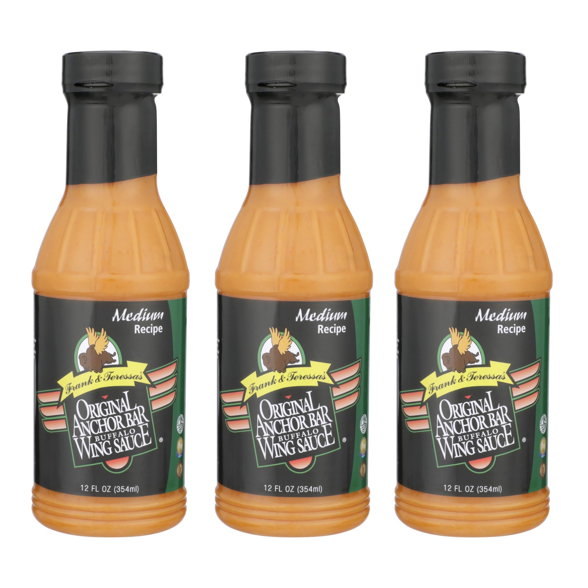 Anchor Bar Original Buffalo Wing Sauce, Medium Recipe - Authentic Buffalo Flavor, Award-Winning Original Wing Sauce, 12 oz [Pack of 3]