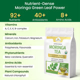 Organic Veda Moringa Tea 60 Pyramid Bags - True Green Single Origin USDA Organic Moringa Leaf Tea - cleanse, digest, metabolism, energy - Premium