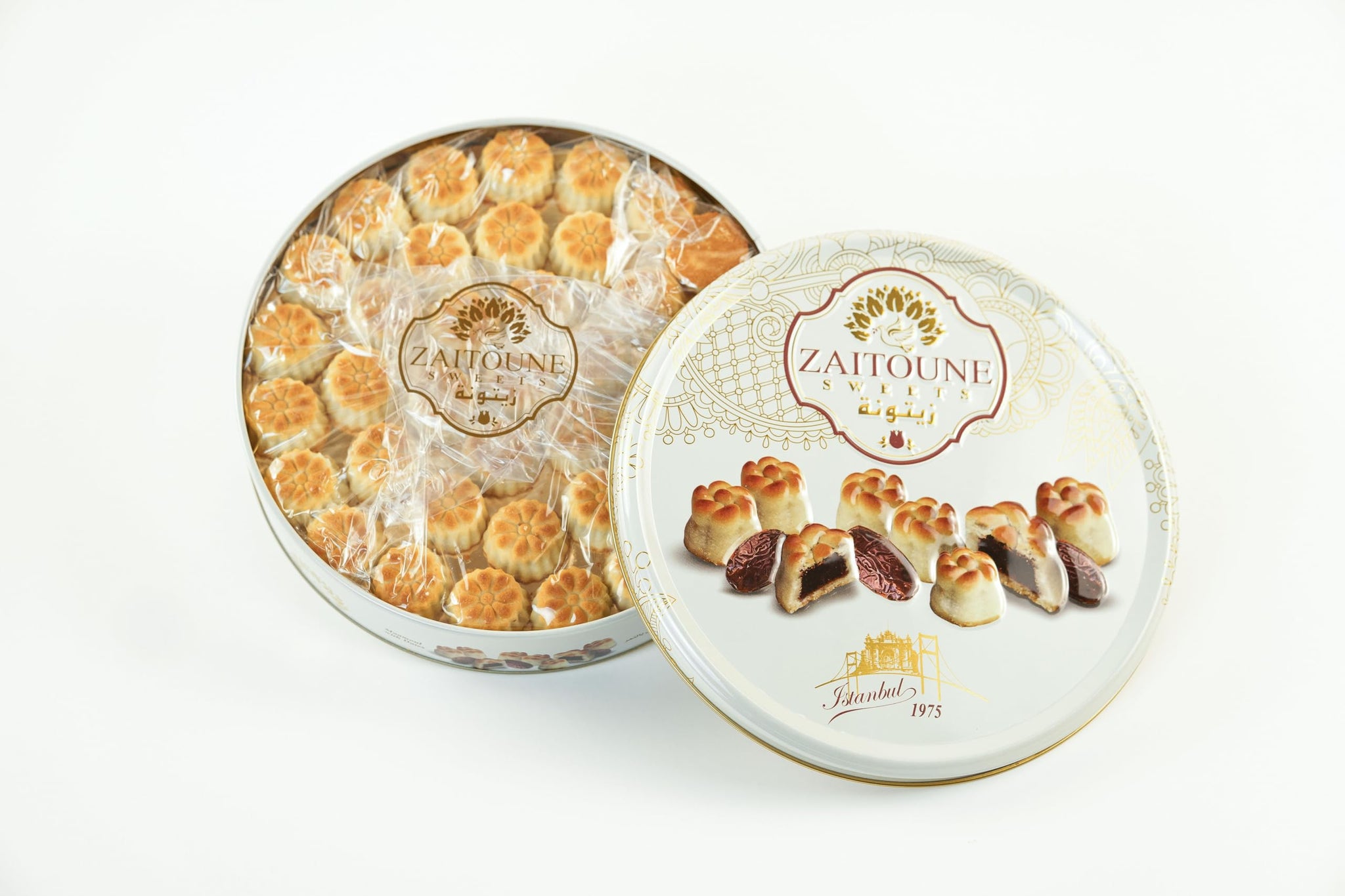 Zaitoune Maamoul Date Cookies - 18 oz - Authentic Middle Eastern Sweets | Arabic Cookies with Dates - Premium Dessert Gifts in Elegant Tin