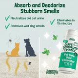 Sunny & Honey Carpet Deodorizer and Freshener Powder - Pet Safe Rug Refresher for Vacuuming - Mint Odor Eliminator for Strong Odor and Pet Urine (20