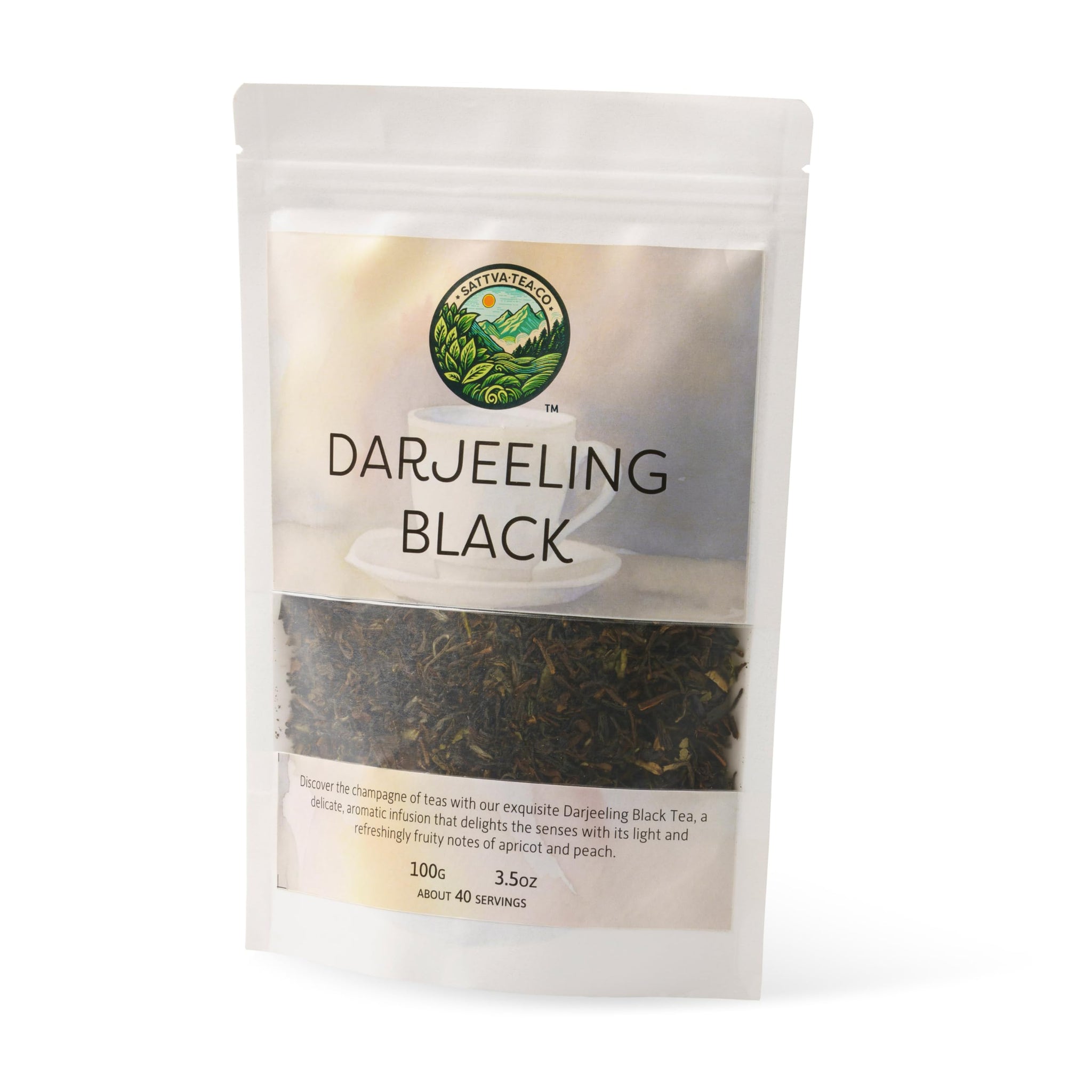Sattva Tea Co | Darjeeling Black Tea | 100g/3.5oz Loose Leaf (Makes 40+ Cups) | Lightly Oxidized | Delicately Nuanced Flavors Tones Of Apricot