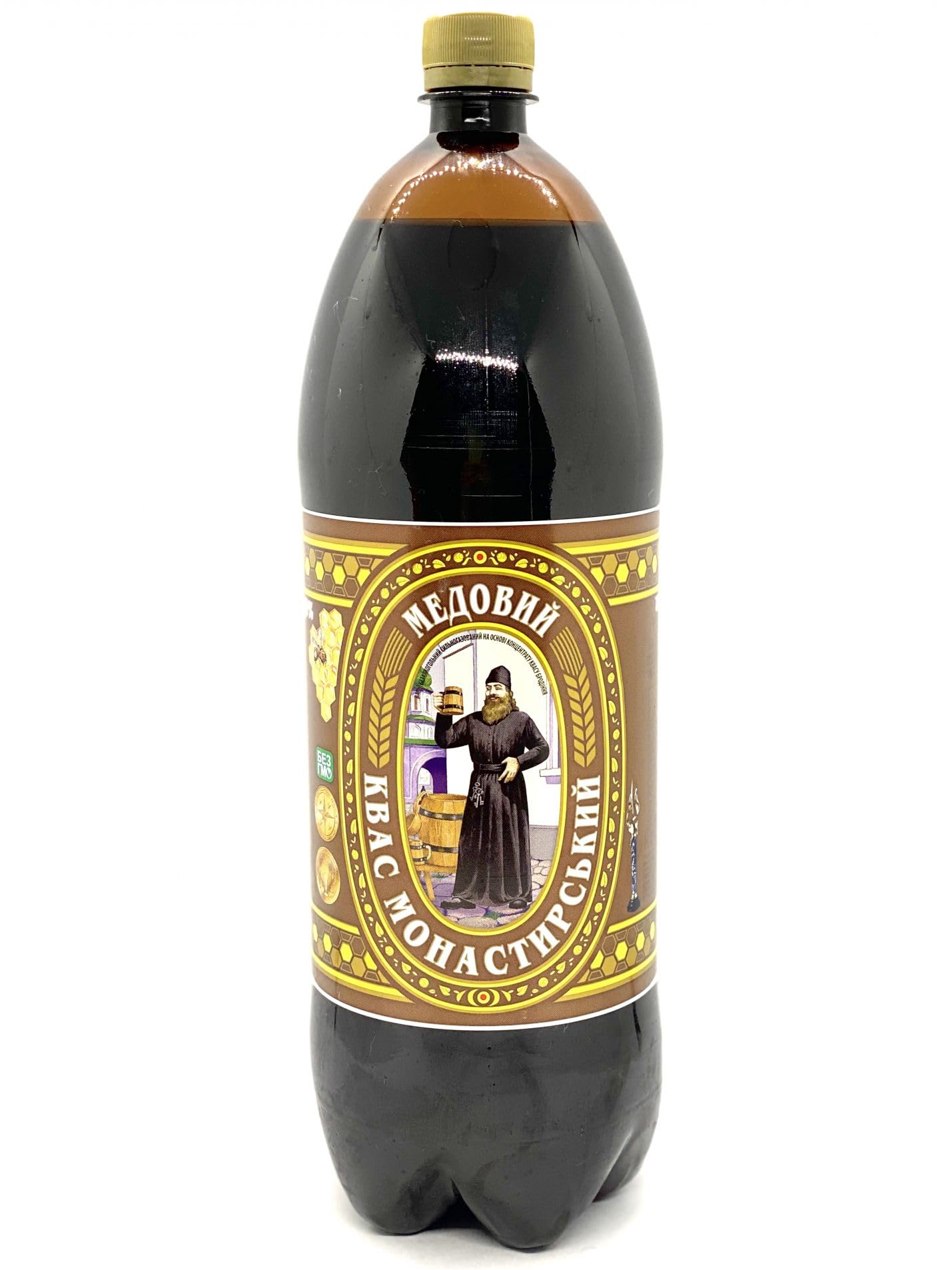 Ukrainian Monastery "Monastyrskiy" Kvas Rye Bread Drink with Honey 67.6 fl oz / 2L - Pack of 3