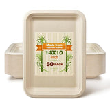 yeehigh Compostable Dessert Plates: 14 Inch Heavy Duty Paper Plates - Biodegradable Sugarcane Bagasse Disposable Plates - 50 Pack