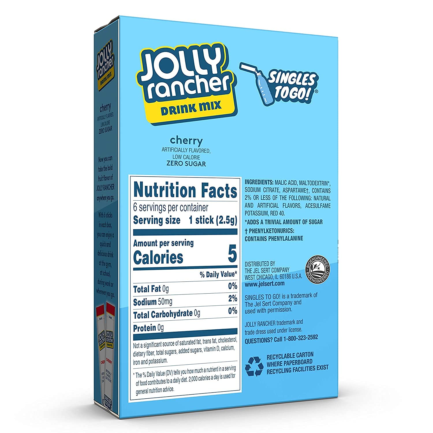 Jolly Rancher CHERRY Singles to Go 3 Boxes of 6 Packets Each