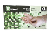 Emerald Vinyl Powder Free Gloves Latex Free Rubber - in Stock - Disposable, Ultra-Strong, Food Handling Use, Cleaning - No Powder - Ambidextrous