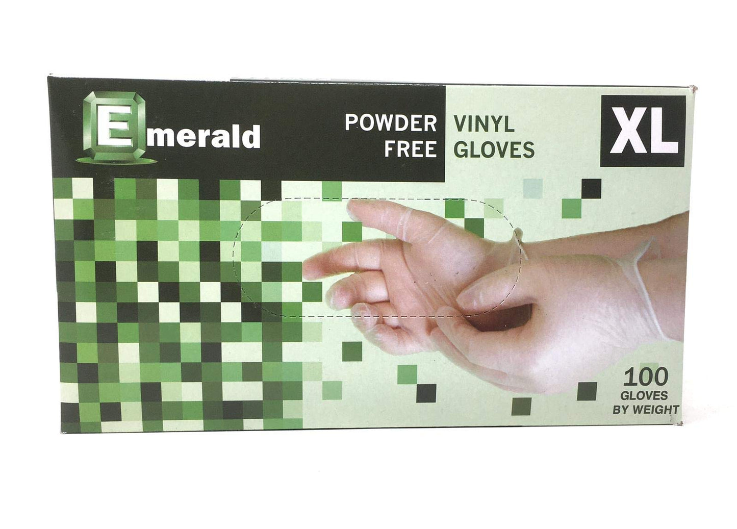 Emerald Vinyl Powder Free Gloves Latex Free Rubber - in Stock - Disposable, Ultra-Strong, Food Handling Use, Cleaning - No Powder - Ambidextrous