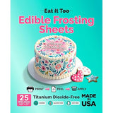 Edible Frosting Sheets Icing Paper - 8.5" x 11" - 25 Sheets - Made in USA - Easy Peel, Smooth Finish - For Cakes, Cookies & Cupcakes