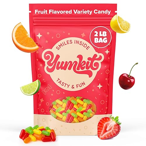 Mike and Ike Candy - 2 lbs Bulk Pack | Assorted Chewy Fruit Candy Bulk | Orange, Cherry, Strawberry, Lemon & Lime Flavor | Big Bag of Sweet Treats