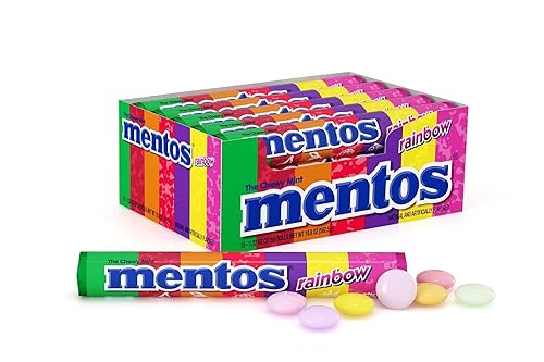 Mentos Chewy Mint Candy Roll, Rainbow Mint Candies, 14 Pieces Per Roll, 15 Count Party Pack