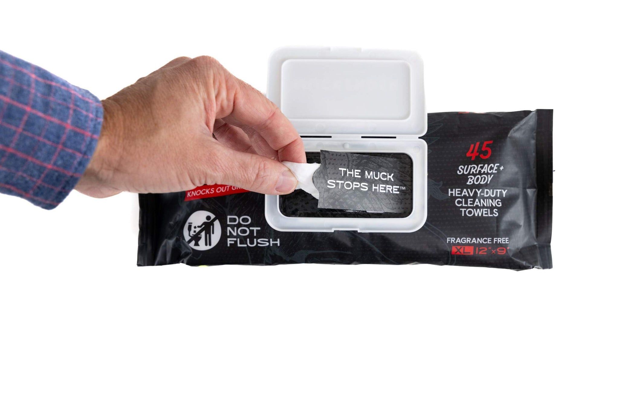Muckender Heavy Duty Cleaning Wipes - Paint Prep & Degreasing - Flat Pack Travel Size Hand & Tool Cleaning Towels - Eco-Friendly, Unscented - (45 ct