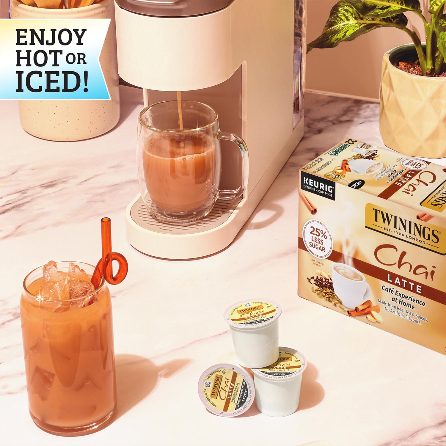 Twinings Chai Latte Variety K-Cup Pods for Keurig, 12 Traditional + 10 Chocolate, Made with Real Black Tea & Spices, Creamy, Slightly Sweet