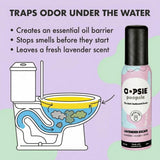 Oopsie Poopsie Toilet Spray - Before & After You Go Bathroom Odor Eliminator & Neutralizer Spray, Travel Size with Essential Oils, TSA Approved