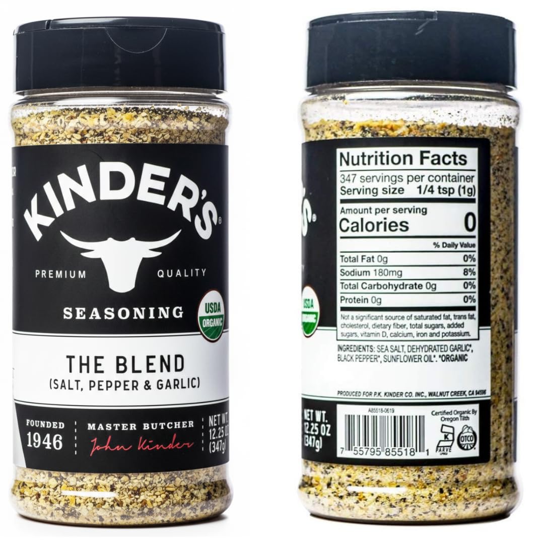 Knders Organic (2 Pack) The Blend Seasoning (Salt, Pepper & Garlic) 12.25 Oz (347g) | SPG All-Purpose Seasoning For Meat, Chicken, Veggies & BBQ