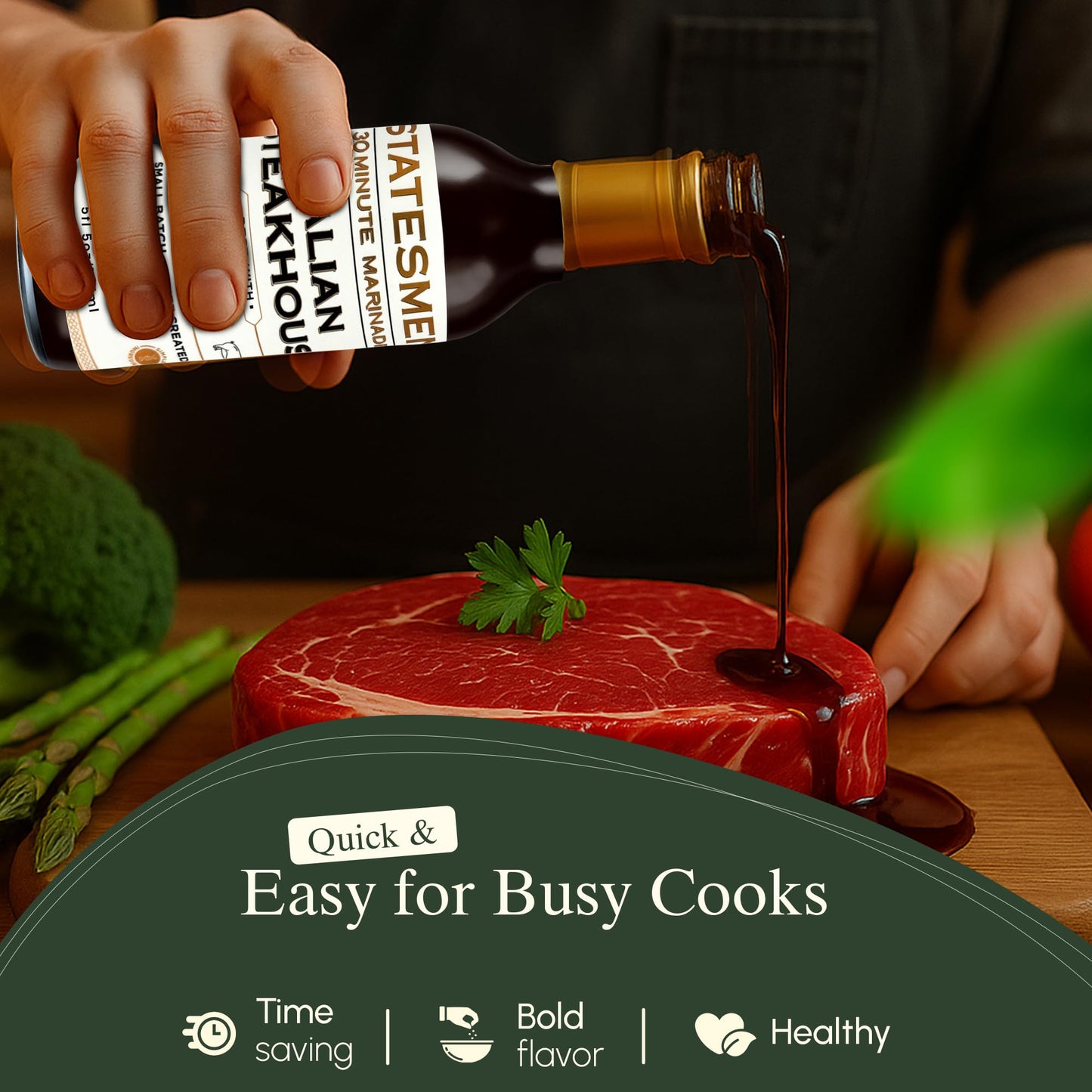 Statesmen Italian Steakhouse 30 Minute Marinade, 5 oz - Gluten-Free, Vegan, Lactose-Free Italian Herb Marinade for Chicken, Steak, Pork & Vegetables