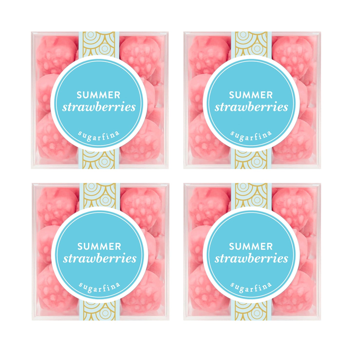 Sugarfina Summer Strawberries Small Candy Cube, Gummies, 3.2 oz, 4 Count