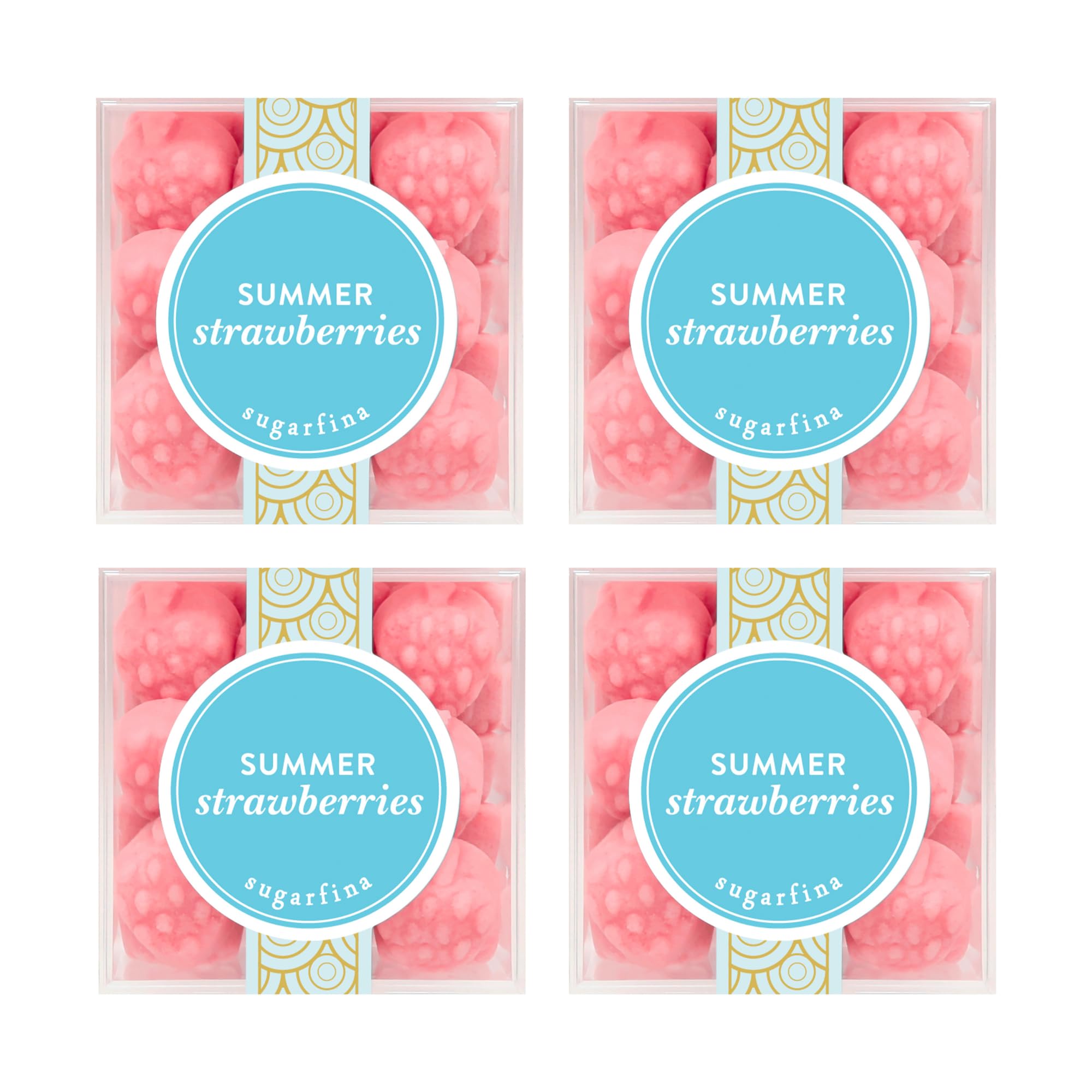 Sugarfina Summer Strawberries Small Candy Cube, Gummies, 3.2 oz, 4 Count