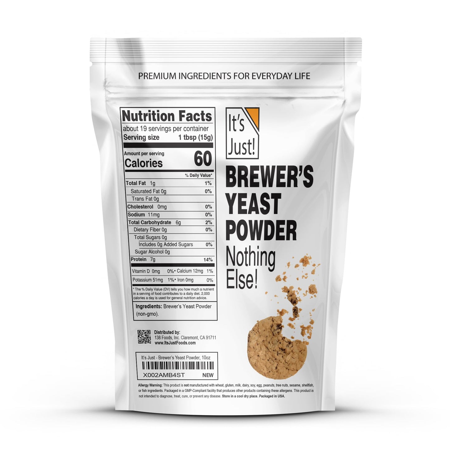 It's Just - Brewers Yeast Powder, Supports Lactation, Keto Baking, Sourdough Bread, Boost Mother's Milk, Make Lactation Cookies, 10oz