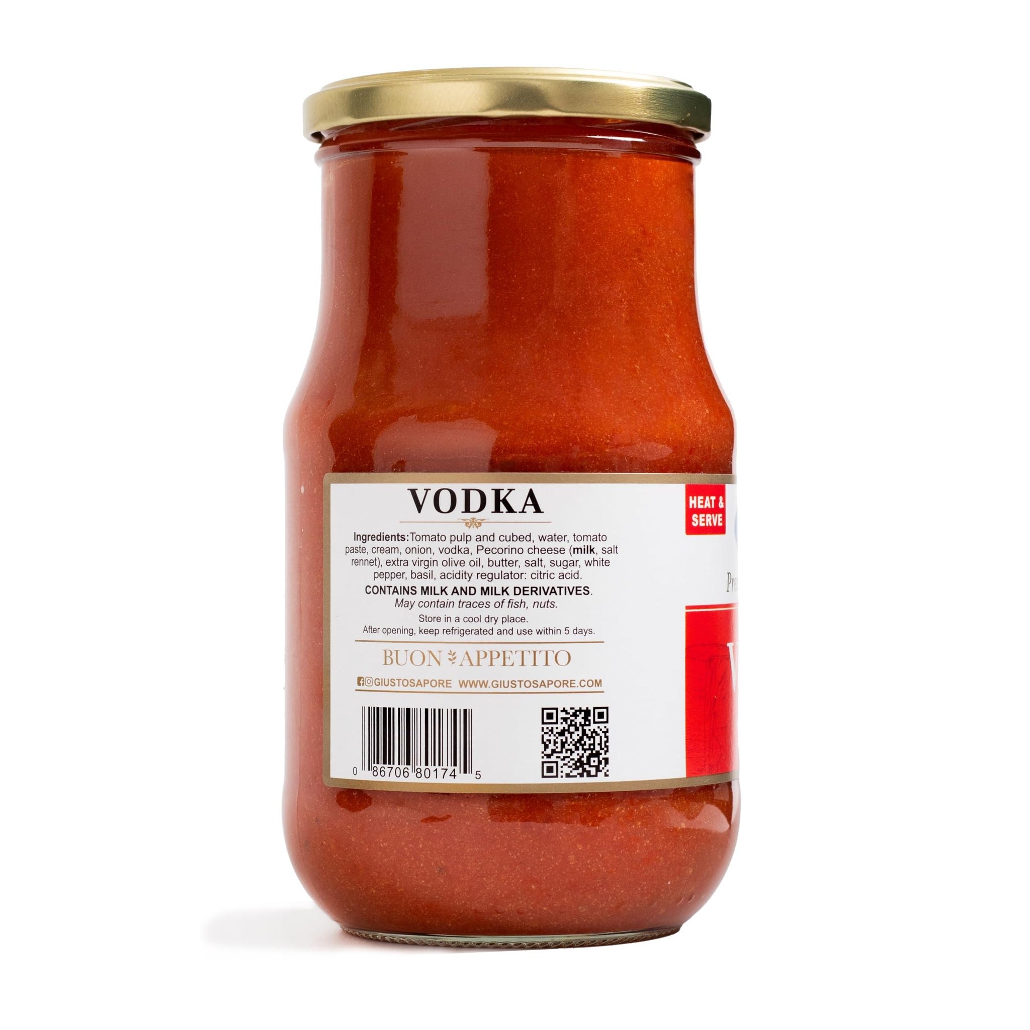 Giusto Sapore Traditional Italian Pasta Sauce 24oz - All Natural Non GMO Italian Premium Gourmet Brand - Made in Italy and Family Owned (Vodka Sauce)