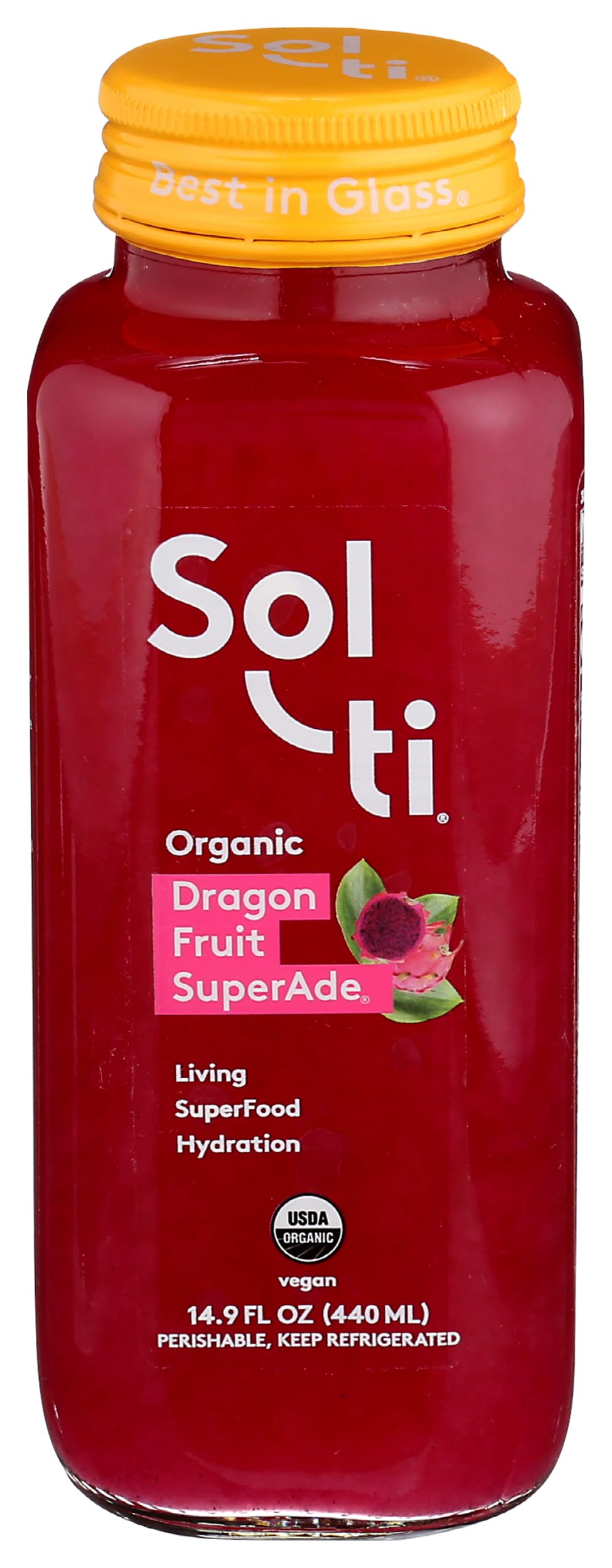 SOL TI Organic Dragon Fruit SuperAde Drink, 14.9 FZ