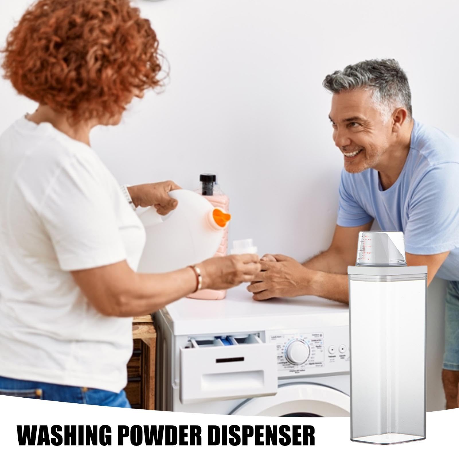 Laundry Detergent Dispenser | Washing Powder Dispenser with Measuring Cup,Reusable Empty Bottles Laundry Washing Up Powder Container Soap Detergents