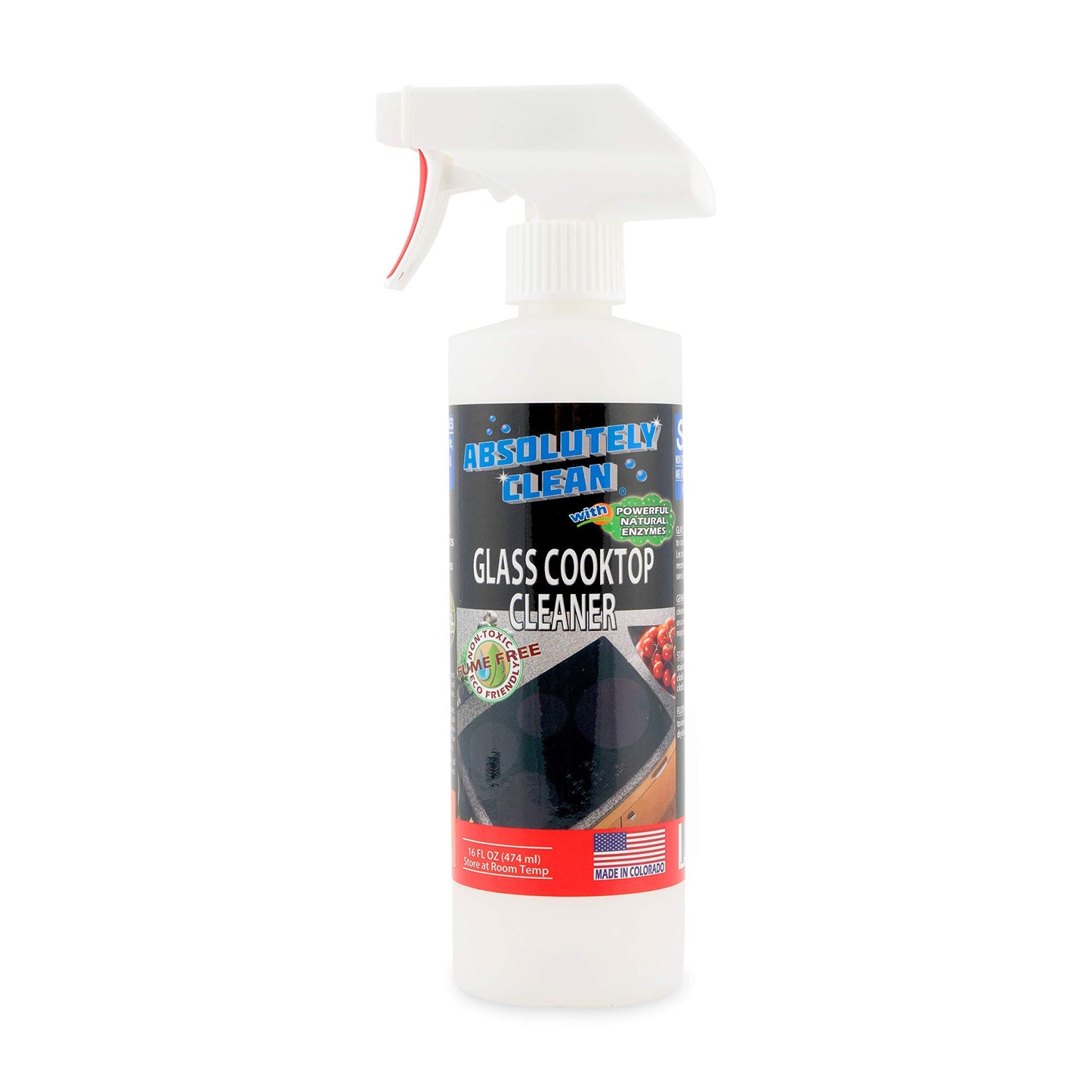 Absolutely Clean Amazing Ceramic & Glasstop oven cleaner heavy duty- Fume Free & Scratch Free - Streakfree - Powerful, Natural Enzymes - USA Made (16