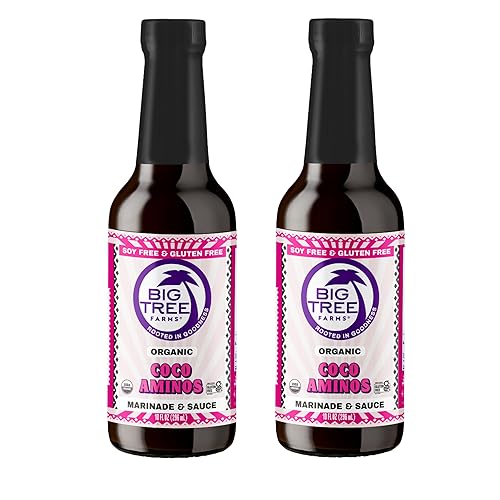 Big Tree Farms Organic Coco Aminos - Liquid Coconut Aminos, Soy-Free Sauce, Low Sodium, Soy Alternative, Gluten Free, Kosher, Warmly Umami, Marinade