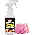 Quick N Brite Fireplace Glass Cleaner Kit with Cloth and Sponge, Removes Soot, Smoke, Creosote, and more, 16 oz, 1-Pack