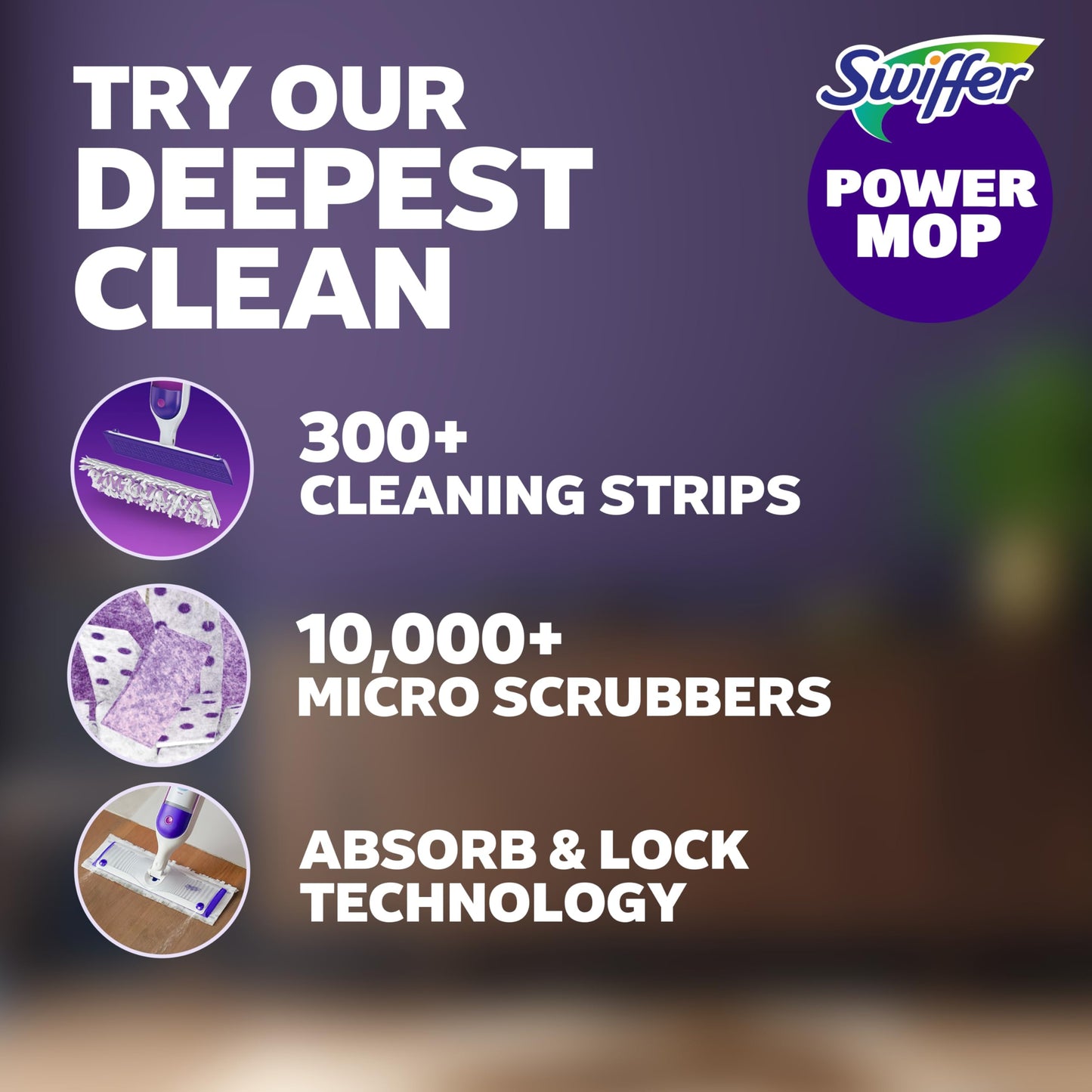 Swiffer PowerMop Mopping Kit for Floor Cleaning, Set Includes 1 Power Mop, 2 Replacement Pads, 1 Liquid Solution Refill, 2 Batteries, No Bucket Needed