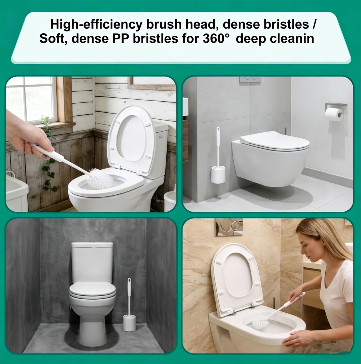 Enjamyo 50 Pcs Toilet Brushes, 14.2 Inch Long Plastic Handled Cleaning Scrubber, Heavy Duty Toilets Scrubber Brush, Toilet Bowl Brush for Bathroom