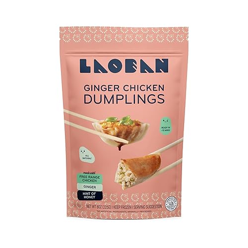 Laoban Dumplings?Ginger Chicken Frozen Dumplings?Free-Range Chicken, Scallions, Ginger, Garlic?Made From Scratch with Best Ingredients?Frozen Meals
