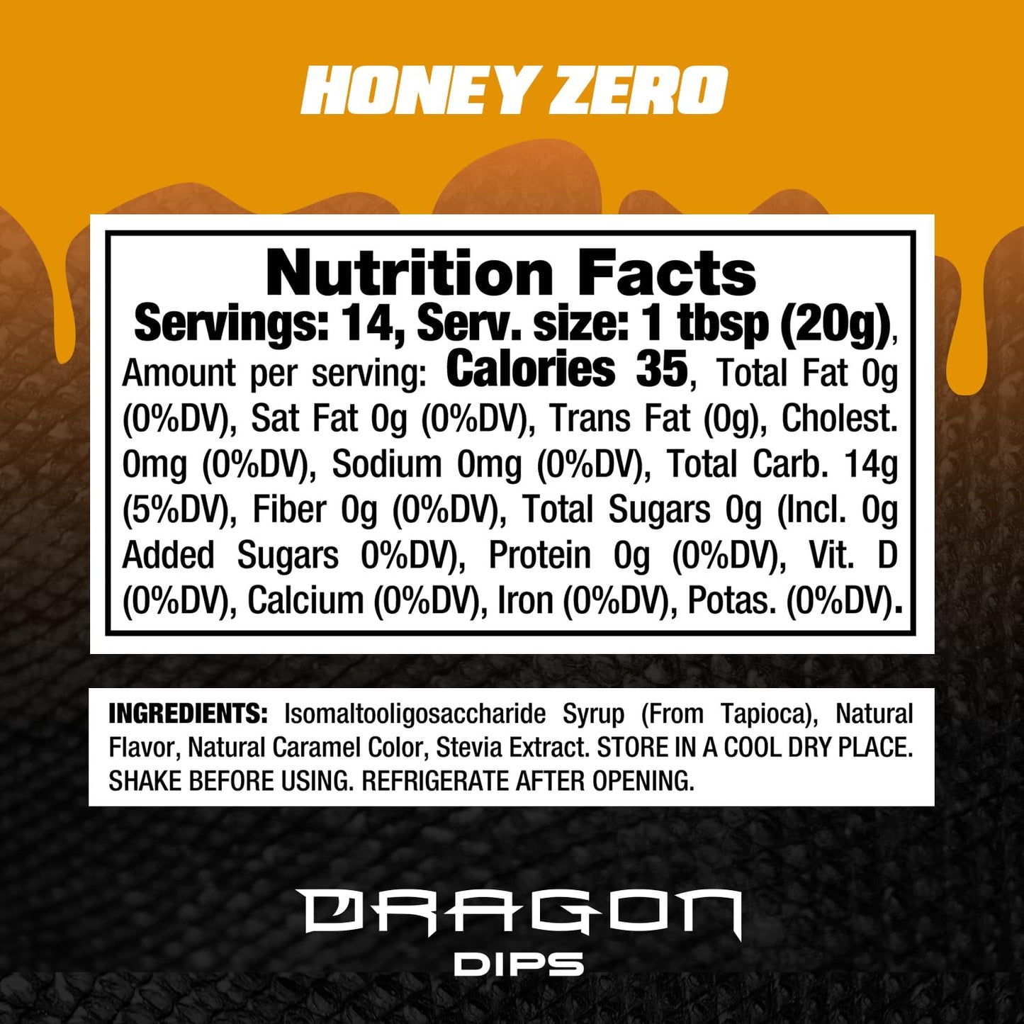 Dragon Pharma Dragon Dips, Dairy and Gluten Free, Low Calorie Syrup, Zero Sugar, Perfect for Desserts (Honey)