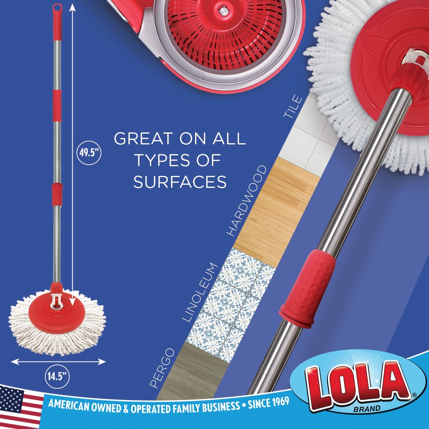 LOLA Revolution Microfiber Spin Mop Refill, Braided Pad, Super Absorbent, Reusable & Machine Washable, Does Not Drip Or Streak, 1 Pack