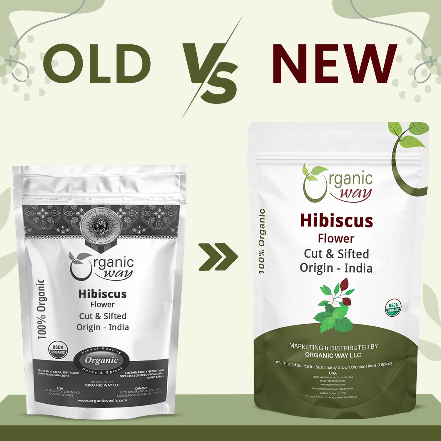 Organic Way Dried Hibiscus Flower Cut & Sifted (Hibiscus rosa-sinensis) | Herbal Tea - Organic & Kosher Certified | Raw, Vegan, Non GMO & Gluten Free