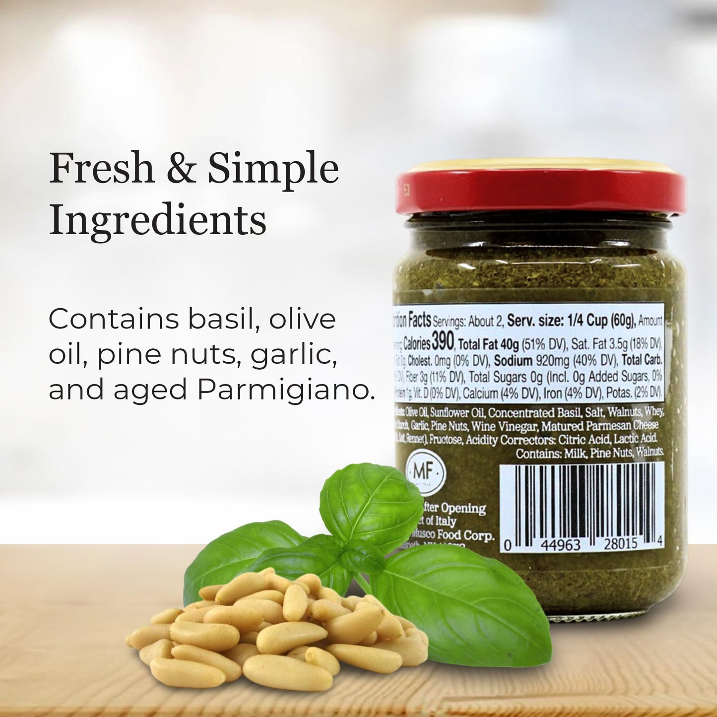 Vantia Pesto Alla Genovese Basil Sauce 4.7 oz (Pack of 2) | Made in Italy with Fresh Basil Olive Oil Pine Nuts Garlic and Parmesan | Perfect for Pasta
