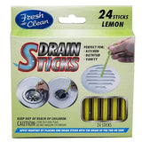 Fresh & Clean Drain Sticks - Lemon - 24 Sticks, Yellow