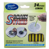 Fresh & Clean Drain Sticks - Lemon - 24 Sticks, Yellow