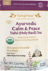 DelighTeas Tulsi Holy Basil Tea | Eco-Conscious Pyramid Tea Bags | Ayurvedic Tulsi, Ashwagandha Adaptogen Blend | USDA Organic, Caffeine Free, Kosher
