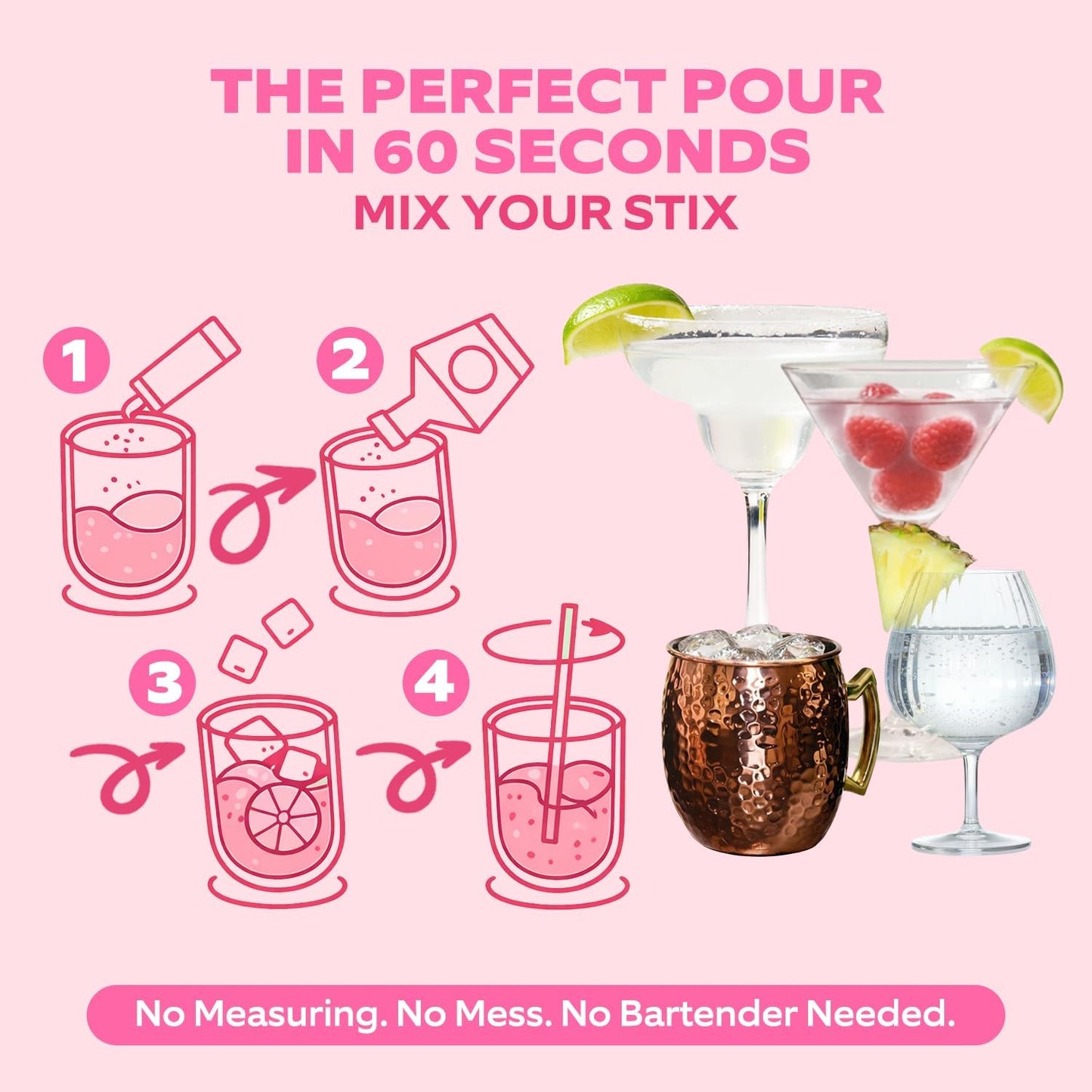 Cocktail Stix Zero Sugar Variety Pack - Cocktail & Mocktail Drink Mixer - Skinny Mixes - Water Flavoring Packets - Vegan - No Calories, No Carbs, No