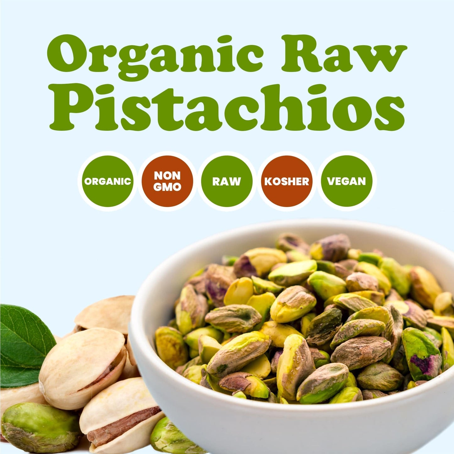 Food to Live - Organic Raw Pistachios, No Shell, 16 Pounds - Non-GMO Unsalted and Unroasted Kernels. Perfect for Snacking and Cooking