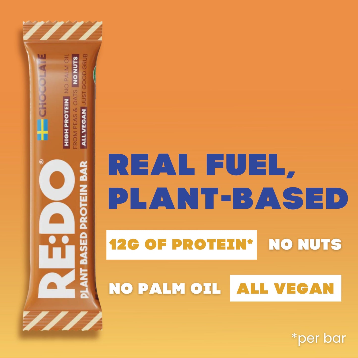 RE:DO Plant-Based Chocolate Plant-Based Protein Bars, 9 Bars, 12g Vegan Protein, Dairy & Nut Free, No Palm Oil, Meal Replacement, Healthy Snacks