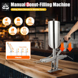 Donut-Filling Machine, 5L Manual Filling Machine Cream Jam Filling Machine, Stainless Steel Donut Churro Filler with 4 Anti-Drip Filling Nozzles