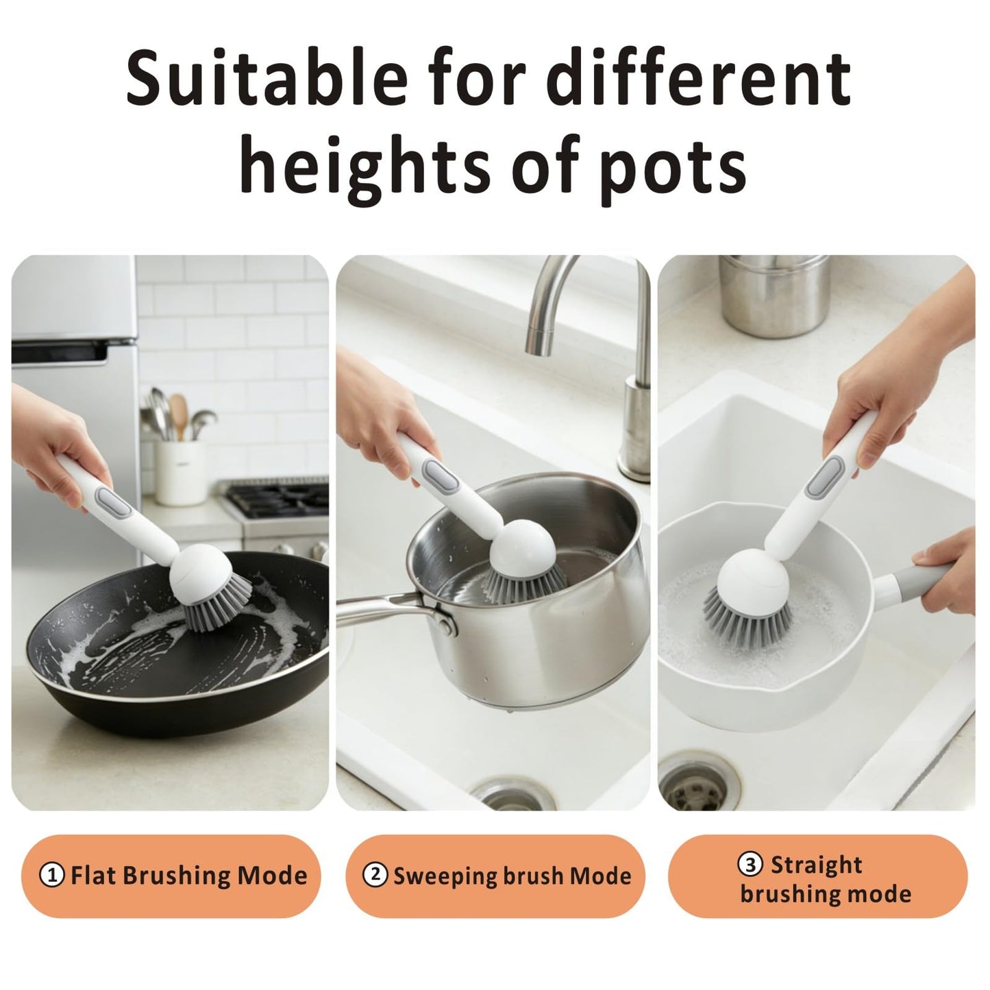 QMUNLLO 360° Rotating Dish Brush with Soap Dispenser, Non-Slip Long Handle Kitchen Scrubber Cleaning Set with Towel and Wall Hook, Ideal for Sink
