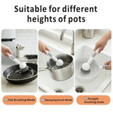 QMUNLLO 360° Rotating Dish Brush with Soap Dispenser, Non-Slip Long Handle Kitchen Scrubber Cleaning Set with Towel and Wall Hook, Ideal for Sink
