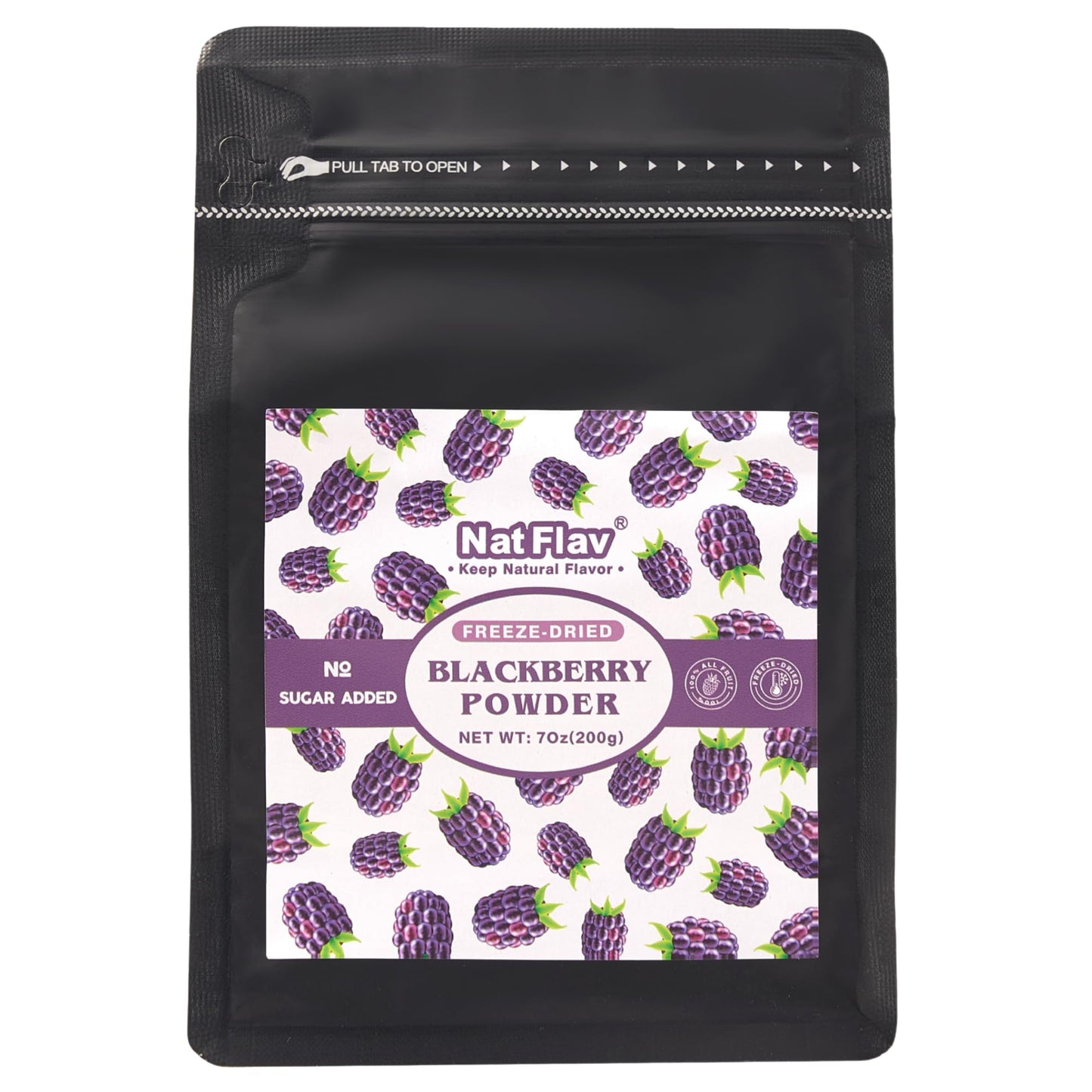 NAT FLAV Freeze Dried Blackberry Powder - 100% Natural, No Added Sugar, No Additives | 7oz | Vibrant Superfood for Smoothies, Baking & Natural