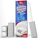 W&E Choice Toilet Pumice Stone 4 Pack, Pumice Stone for Bathroom Cleaning with Extra Long Handle, Toilet Brush for Removing Hard Water Stains
