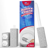 W&E Choice Toilet Pumice Stone 4 Pack, Pumice Stone for Bathroom Cleaning with Extra Long Handle, Toilet Brush for Removing Hard Water Stains