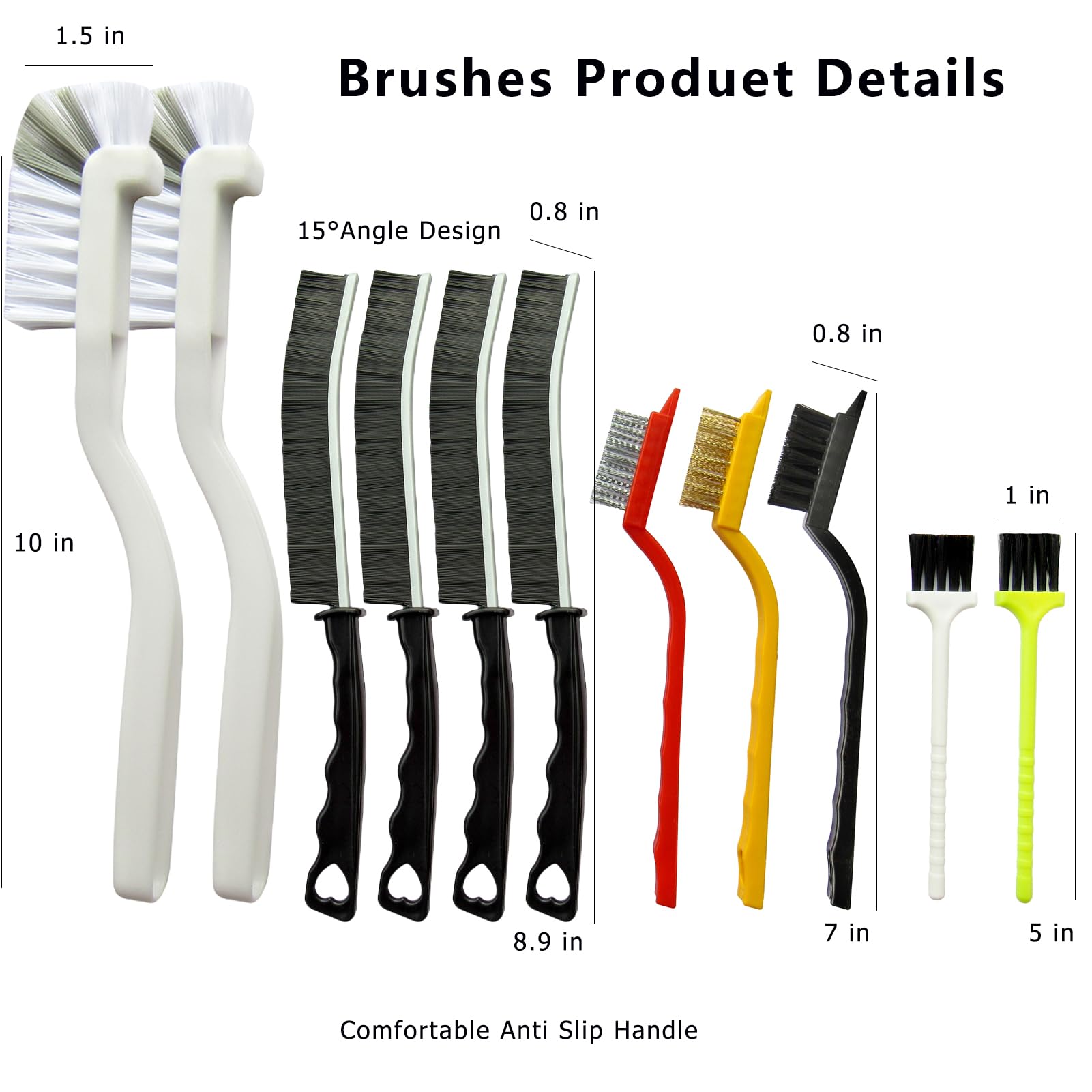 11Pcs Crevice Cleaning Brush,Gap Cleaning Brush with Long Handle,Small Gap Cleaning Brush for Bathroom Kitchen Toilet Water Cup Bottle and Window